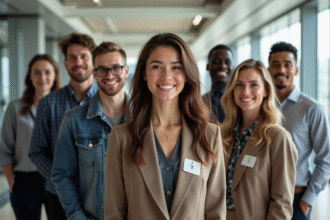 Groupe de jeunes professionnels dans un bureau lumineux