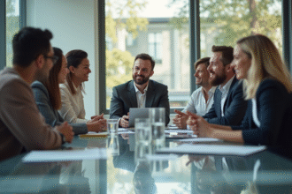 Groupe de professionnels collaborant lors d'une réunion d'affaires