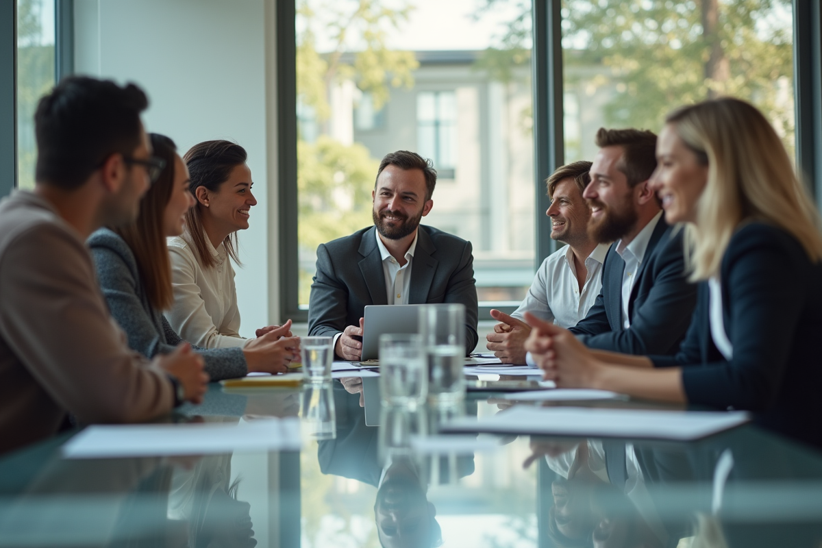 Groupe de professionnels collaborant lors d'une réunion d'affaires