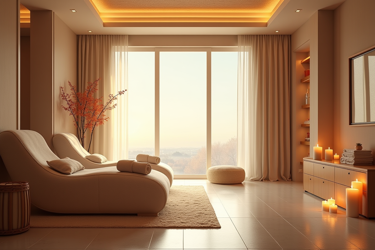 Espace relaxation cosy dans un hotel spa en Normandie