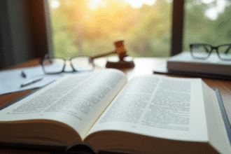 Livre de droit civil ouvert sur un bureau moderne avec article 2 en évidence