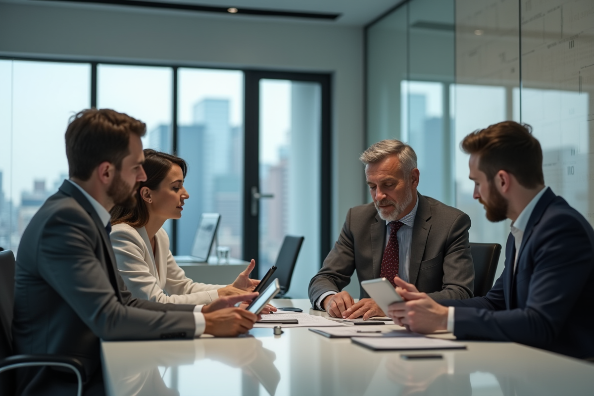 Professionnels RH en réunion dans un bureau moderne