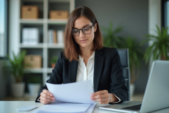 Femme d affaires concentrée dans un bureau moderne