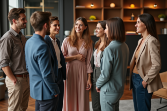 Groupe de jeunes adultes divers dans un bureau moderne