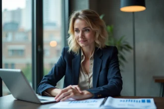 Femme d affaires en réunion dans un bureau moderne