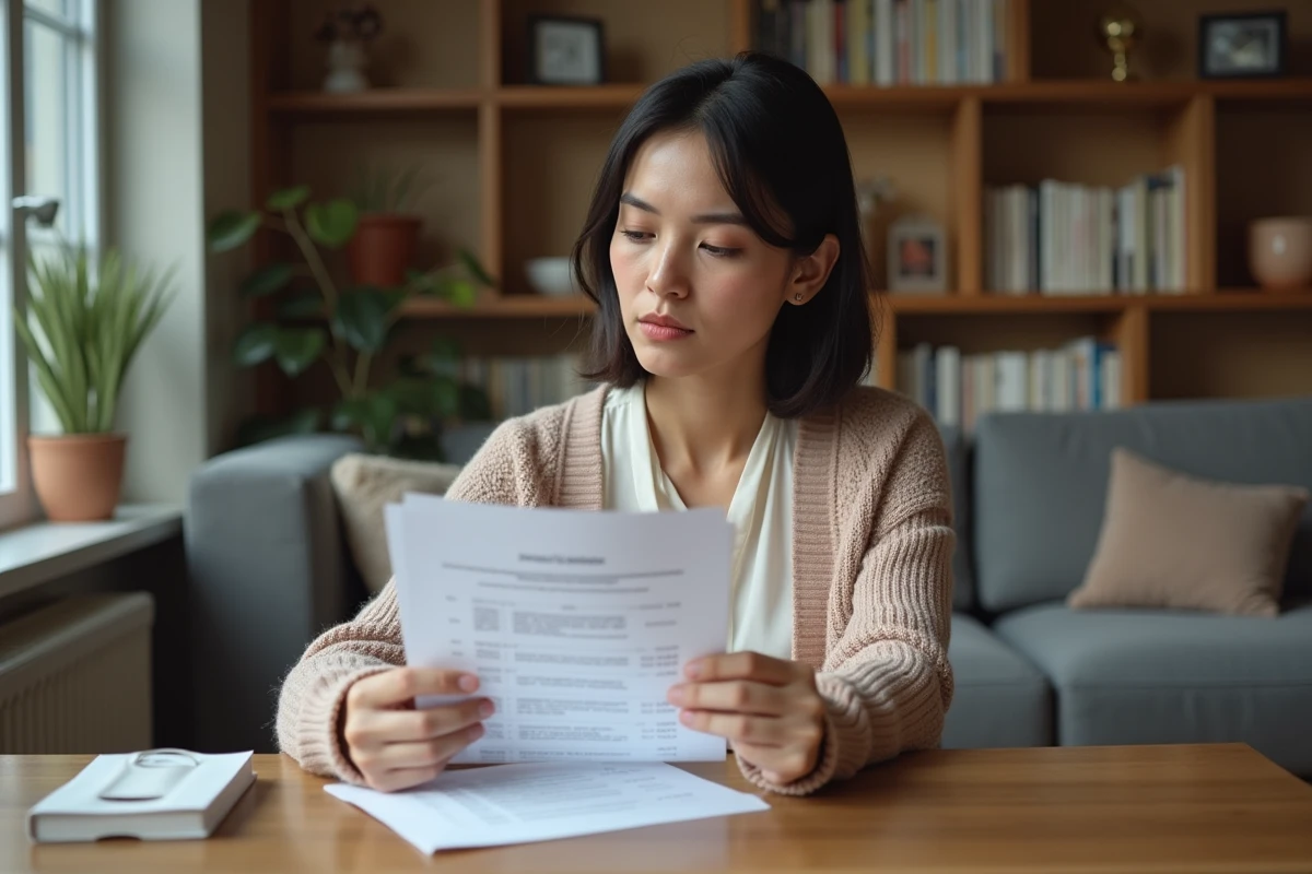 Jeune femme contemplant un test de personnalité à la maison